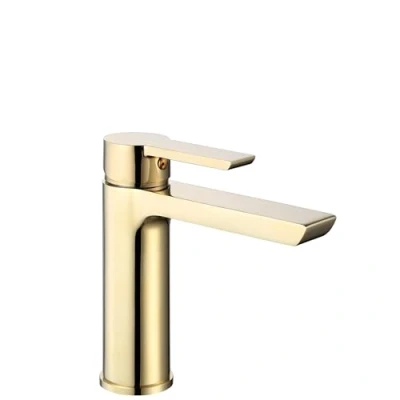 Immagine di Rea ARGUS GOLD RUBINETTO LAVABO BASSO Miscelatore da bagno in ottone monocomando caldo e freddo regolabile (Oro)