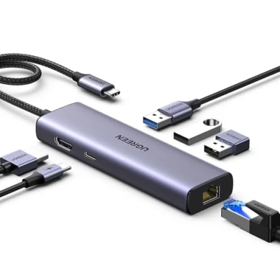 Immagine di UGREEN Revodok 1061 Hub USB C Ethernet Gigabit HDMI 4K con PD 100W Adattatore a 3.0 Compatibile MacBook Pro Air M3 M2 M1, iPad Air, iPhone 16 Plus Max, Galaxy S24