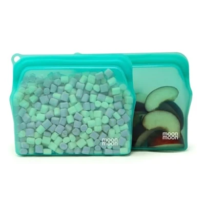 Immagine di Moonmoon Sacchetti riutilizzabili in silicone Sacchetto lavabile per congelatore Medio (470 ml) 2 set