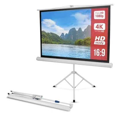 Immagine di Portable PRJTP52 Treppiede per Schermo proiettore di proiezione mobile da 50 pollici Pyle, bianco