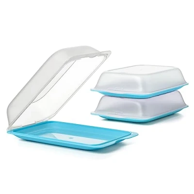 Immagine di TATAY Set di 3 unità Contenitori Alimentari per Salumi Fresh Maxi, Polypropylene, Turquoise, 17 x 6,2 25,2 cm