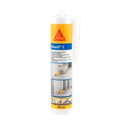 Immagine di Sika Sikasil C, Bianco Sigillante siliconico multiuso per applicazioni in bagni e cucine Resistente a raggi UV, funghi muffa 300ml
