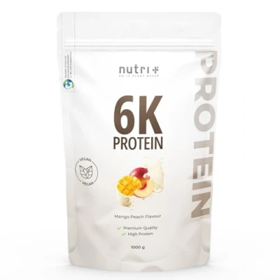 Immagine di Nutri+ vegan Protein Powder Mango Peach 1 kg Proteine in Polvere 6 Componenti senza Lattosio Sviluppo muscolare Zuccheri aggiunti