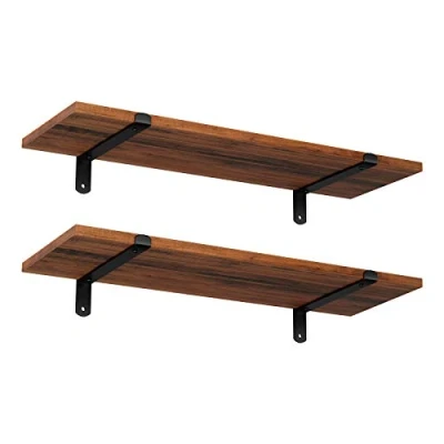 Immagine di SONGMICS mensole da Parete Set di 2 galleggianti, Decorative, Stile retrò, carico Max. 15 kg/unità, 60 x 20 7 cm, MDF Marrone e Nero LWS04NB
