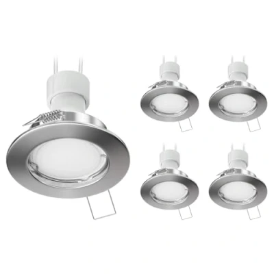 Immagine di ledscom.de 5 faretti da incasso a soffitto FERE cornice cromo opaco GU10 PAR16 LED 6,826W= 6,826W 630lm bianco caldo