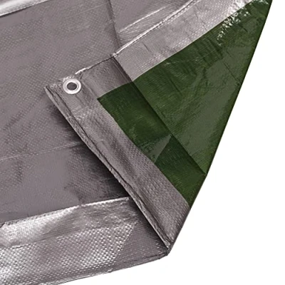 Immagine di Mivos Telone di copertura universale, 2 x 3 m, 120 g/m2, PP PE, argento, resistente alla muffa, impermeabile, per mobili da giardino, legno, multiuso con occhielli in alluminio