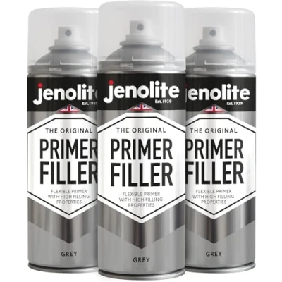 Immagine di Jenolite 3 Vernici aerosol per primer flessibili con elevate proprietà di riempimento, colore grigio, 400 ml (riempiono piccole ammaccature e graffi una finitura liscia)