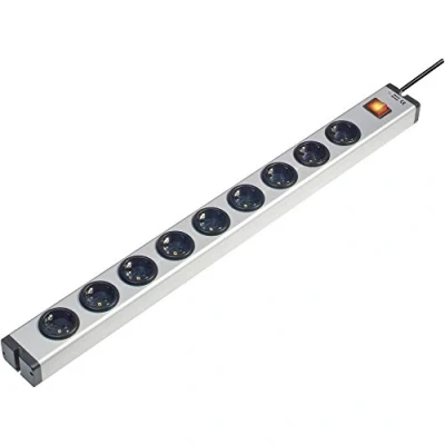 Immagine di Ehmann 0601x00092031 Multipresa con interruttore 9 scomparti Alluminio Schuko 1 pz.