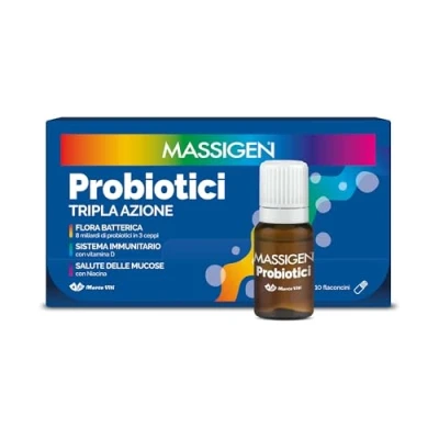 Immagine di Massigen Probiotici Integratore a base di fermenti lattici vivi 10 flaconcini
