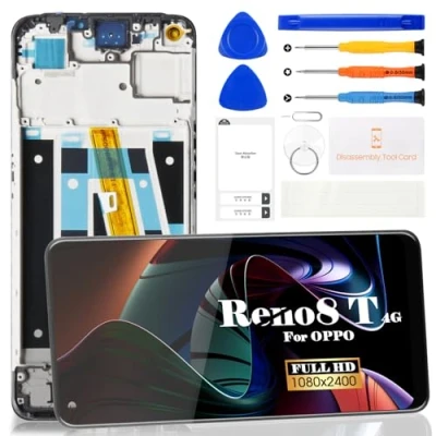 Immagine di TFT per Oppo Reno8 T 4G 2023 Display LCD di ricambio CPH2481 Touch Digitizer Kit riparazione con telaio (nero, senza impronte digitali, non 5G)