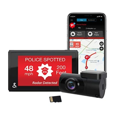 Immagine di Cobra Smart Dash Cam + Posteriore (SC 200D) Risoluzione QHD+ 1600P, Comandi Vocali, WiFi e GPS incorporati, Scheda SD da 16 GB, Display 3 pollici, MayDay di emergenza, App più intelligente
