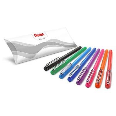 Immagine di Pentel BX460 iZee Set di 8 penne a sfera con clip in metallo, tratto da 0,5 mm, punta 1,0 colori assortiti