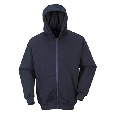 Immagine di Portwest FR81 Felpa Ignifuga con Cappuccio e Zip Frontale, Taglia XXXL, Navy