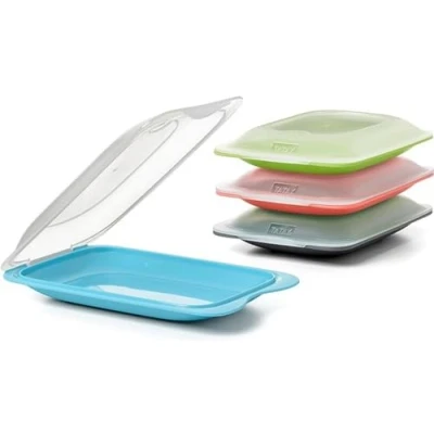 Immagine di TATAY Set di 4 unità Contenitori per affettati Fresh MINI, Senza BPA, Riutilizzabile, Impilabile, Lavabile in Lavastoviglie e Adatto al Microonde, Colore Assortito. Dimensione 12 x 3,1 18 cm
