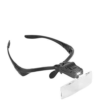 Immagine di Occhiali Ingrandimento Con Luce LED, Lente D&#039;ingrandimento Da Gioielliere, per Fascia Capelli Lampada a LED 5 Lenti, Orologiaio
