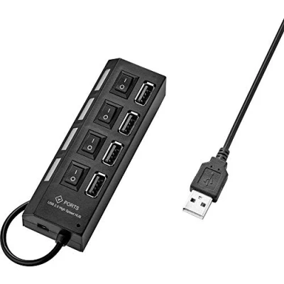 Immagine di Renkforce 4 Porte Hub USB 2.0 Commutabile singolarmente, Con LED di stato Nero