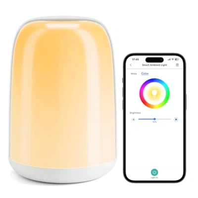 Immagine di meross_smart Lampada da Comodino WiFi, Abat Jour Cambia Colore con Controllo Vocale e Remoto, Luce Notturna Bambini Dimmerabile Compatibile Apple HomeKit, Alexa Google Home, RGBWW