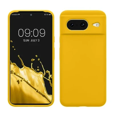 Immagine di kwmobile Custodia Compatibile con Google Pixel 8 Cover Back Case per Smartphone in Silicone TPU Protezione Gommata giallo radiante