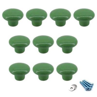 Immagine di Flomore Verde manopole Rotonde in Ceramica per Pull cassettiere Cassettiera da 10 Pezzi (Viti Incluse)
