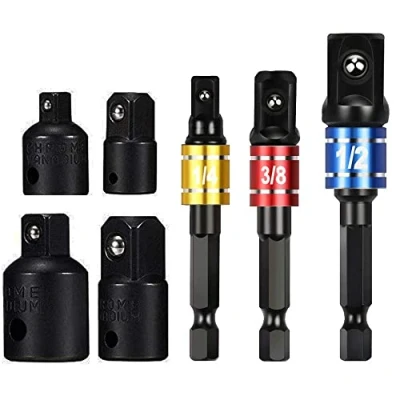 Immagine di wohot Set di 7 Pezzi Adattatore per Chiavi a Bussola e Inserti, 3Pcs Esagonale 1/4&quot;/1/2&quot;/3/8&quot; + Chiave 1/4&quot; su 3/8&quot; 1/2&quot;