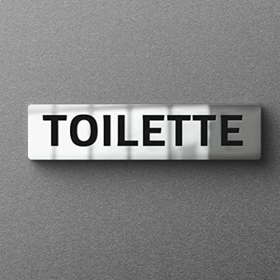 Immagine di Segnale targa Toilette WC Bagno in metacrilato color Argento Specchio per mm 180x43x3