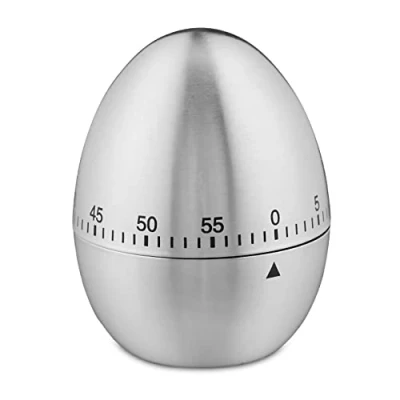 Immagine di Relaxdays Timer da Cucina, Intervallo di 1 h, Sveglia, Contaminuti, Funzionamento Meccanico,Cronometro, D 8 cm, Argento, Acciaio Inox