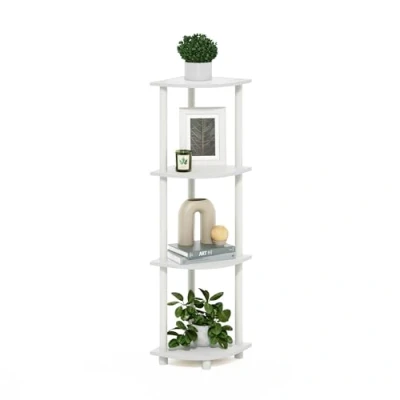 Immagine di Furinno Turn N Tube Scaffale multiuso espositore angolare a 4 livelli, Bianco/Bianco