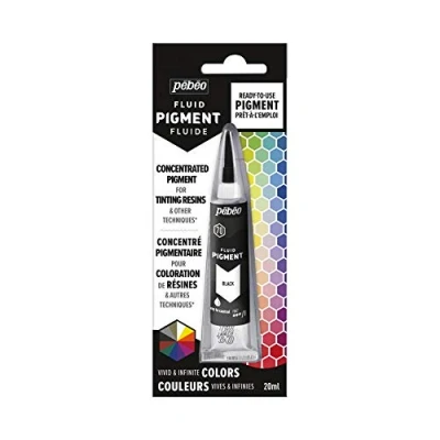 Immagine di Pébéo Pigmento Fluido Concentrato Pigmentato Liquido per Colorazione della Resina Colori Miscibili Effetto Opaco o Trasparente Origine Naturale, Nero, 20 ml, unità