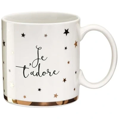 Immagine di Draeger Tazza originale da tè offrire in regalo ai propri cari caffè fine porcellana 350 ml 8 cm di diametro x 8,5 altezza Ti adoro