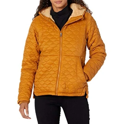 Immagine di Amazon Essentials Piumino Leggero con Cappuccio Impermeabile Foderato in Sherpa Donna, Cammello, L
