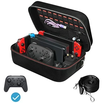 Immagine di iVoler Custodia di Trasporto Compatibile con Nintendo Switch/Nintendo Switch OLED, Case da Viaggio Rigido Deluxe per Console Switch, Dock Caricabatteria Originale, Gioco e Altri Accessori