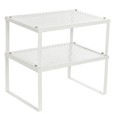 Immagine di SONGMICS Scaffale Portaspezie, Set di 2 Organizzatori da Cucina Espandibili, Impilabile, Metallo, Bianco KCS01WT