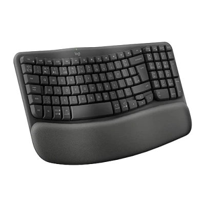 Immagine di Logitech Wave Keys tastiera wireless ergonomica Grafite, Layout Spagnolo QWERTY
