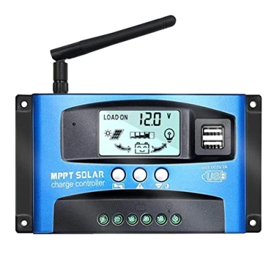 Immagine di Y&amp;H 40A 12V/24V MPPT Solar Charge Controller w/LCD Display Dual USB and WIFI, Panel Regulator fit for Gel Flooded Lithium Battery Model: BL912 WIFI (blu)