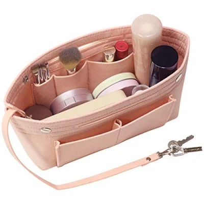 Immagine di Soyizom borsa a mano in feltro tracolla organizer con portachiavi per Speedy Neverfull, 8 colori(Rosa,grande)