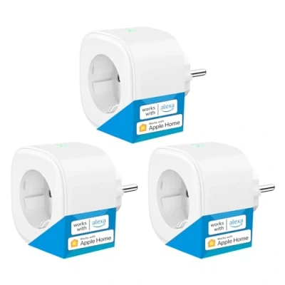 Immagine di Meross Presa Intelligente Compatibile con Apple HomeKit, Smart 16A(Type F), WiFi Alexa, Google Assistant e SmartThings, Nessun Hub Richiesto, 2,4 GHz, 3 Pezzi