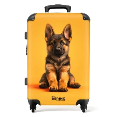 Immagine di NoBoringSuitcases.com Valigia Bambini, Grande, Trolley Per Serratura TSA, Media, Grande 23 kg (67 cm 72 L), (Pastore tedesco Arancione)
