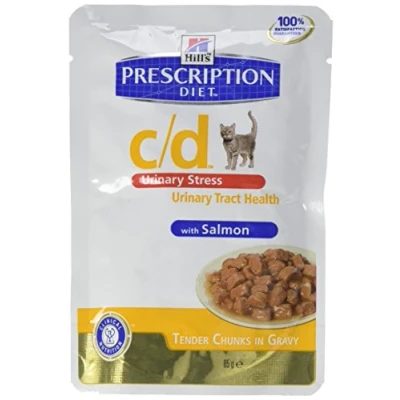 Immagine di Hill&#039;s Prescription Diet c/d Urinary Stress umido per gatti salmone Set %: 48 x 85 g