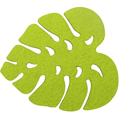 Immagine di Fackelmann Linea Party Sottobicchieri in Feltro colorato, Motivo Tropical a Forma di Foglia Palma, Tessuto, Colori Assortiti, 9,5x10cm