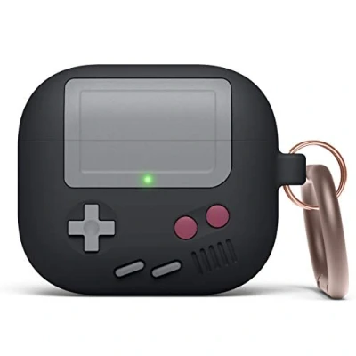 Immagine di elago Custodia AW5 Compatibile con AirPods 3 Cover, Design a Console Classica per Videogiochi Portachiavi, Supporta la Ricarica Wireless (Nero)