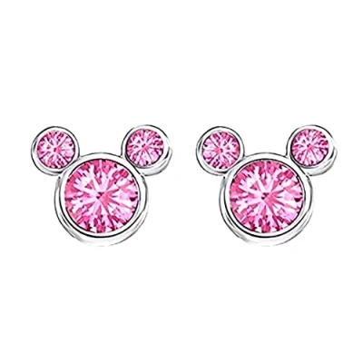 Immagine di Findout Orecchini da donna in argento Sterling a forma di topolino, con zirconi rosa, per ragazze e bambine;modello: f1758, Argento, colore: Pink, cod. 1758