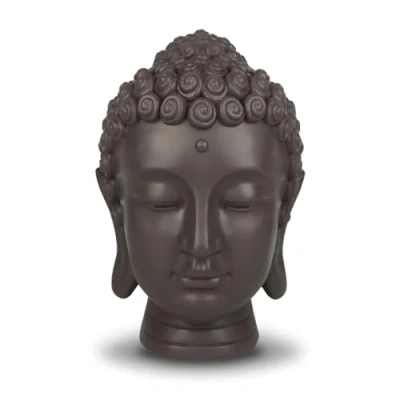 Immagine di Statua Testa Boudha Decorazione Zen e Feng Shui per creare un&#039;atmosfera rilassante spirituale idea regalo portafortuna altezza: 20 cm Colore: Verde Marrone Zen&#039;Light