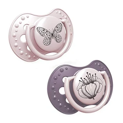 Immagine di LOVI Ciuccio 18+ Mesi, Succhietti Bimba con Tettarella in Silicone, Suggerimento dinamico, Collezione Botanic, 2 pezzi, Rosa