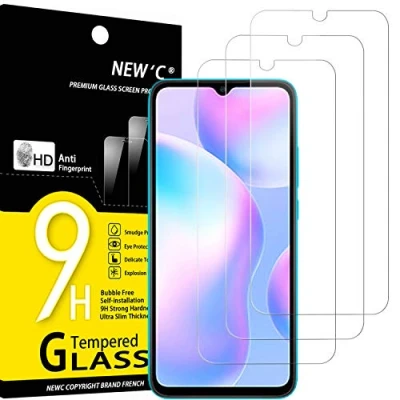 Immagine di NEW&#039;C 3 Pezzi, Vetro Temperato per Xiaomi Redmi 9A, 9C, Pellicola Prottetiva Anti Graffio, Impronte, Senza Bolle, Durezza 9H, 0,33mm Ultra Trasparente, Resistente