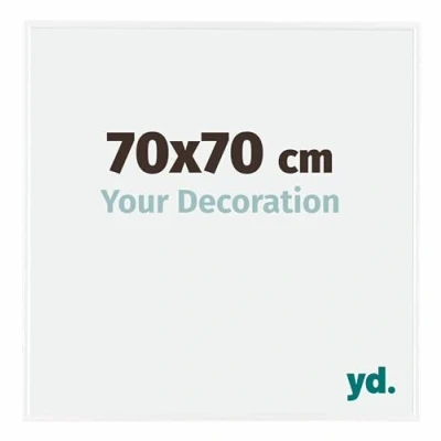 Immagine di yd. Your Decoration Cornice 70x70 cm Decorativa Parete in Plastica con Vetro acryl Antiriflesso Ottima Qualità Bianco Lucente Evry