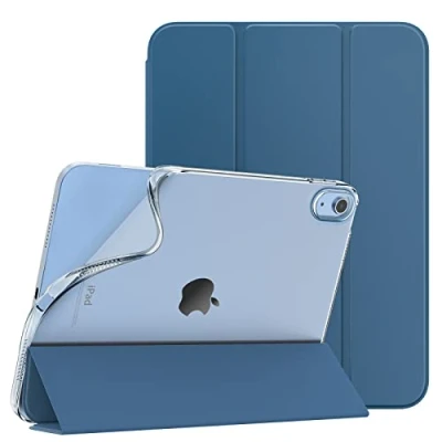 Immagine di TiMOVO Custodia Compatibile con iPad 10 Generazione 10,9&quot; 2022, Smart Cover in PU Supporto, Funzione di Auto Sveglia/Sonno, Retro TPU Morbido, Grigio Blu