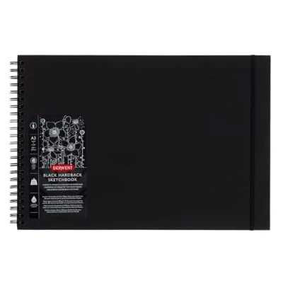 Immagine di Derwent Quaderno Per Schizzi con 40 Fogli di Carta Nera priva Acidi, Dorso Rilegato, Disegnare e Scrivere, in Formato A3, Qualità Professionale