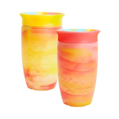 Immagine di Munchkin Miracle 360 12+ Month 10oz Baby Sippy Cups (2 Pack). Free Flow Beaker for Toddlers. Trainer Cup, BPA Free, Spill Dishwasher Safe Water Bottle with Easy Grip Handles. (Red/Yellow)