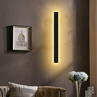 Immagine di LED Applique da parete interni nero angolo minimalista lampada 24W lunga striscia di luce bianco caldo corridoio scale comodino camera letto alluminio illuminazione parete(noir,150cm)