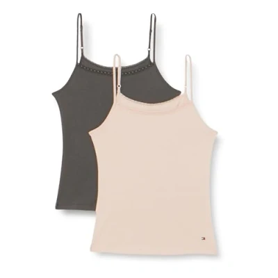 Immagine di Tommy Hilfiger Top Donna Confezione da 2 Elasticizzati, Multicolore (Balanced Beige/Dark Ash), M